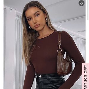 Come back long sleeve bodysuit chocolate XS Brand new with tags White Fox